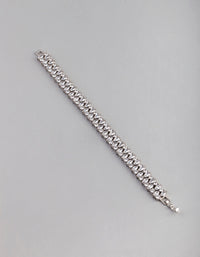 Silver Cubic Zirconia Oval Bracelet - link has visual effect only