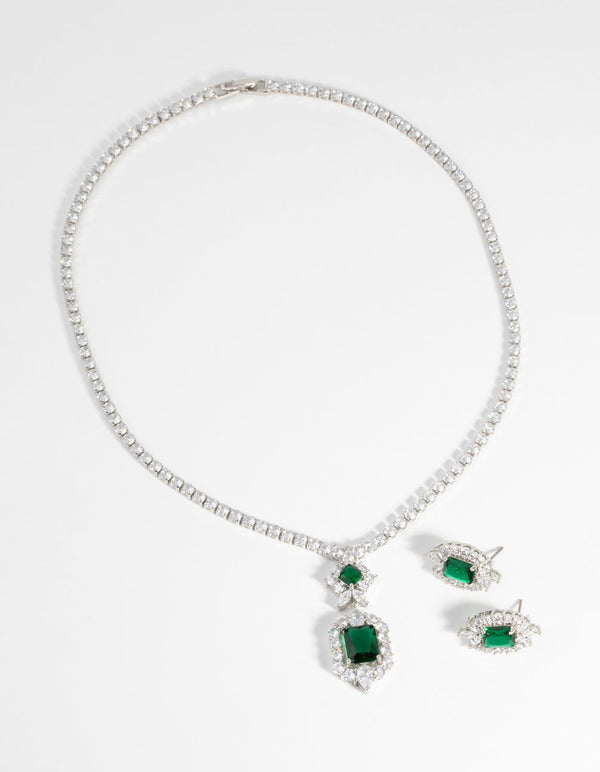 Emerald Green Statement Necklace and Earrings - Elements Unleashed