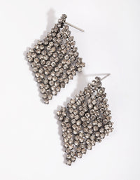 Gunmetal Diamante Kite Stud Earrings - link has visual effect only