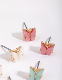 Gold Pastel Butterfly Stud Earring Pack - link has visual effect only