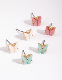 Gold Pastel Butterfly Stud Earring Pack - link has visual effect only