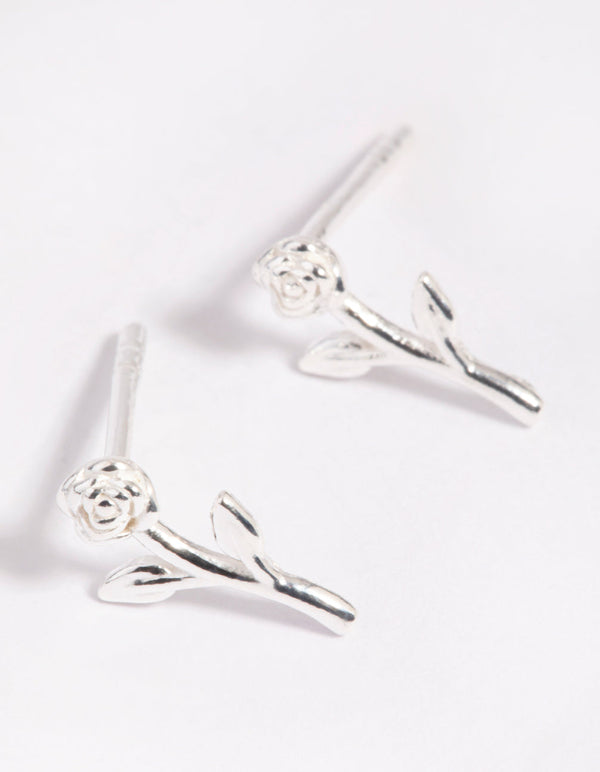 Sterling Silver Rose Stud Earrings