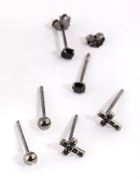 Sterling Silver Cross & Diamante Stud Earring Pack - link has visual effect only