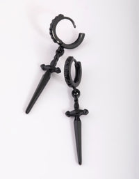 Matte Black Dagger Huggie Hoop Earrings - link has visual effect only