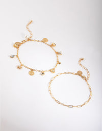 Gold Charm & Chain Anklet Set - link has visual effect only