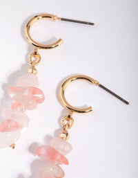 Gold & Pink Semi-Precious Drop Earrings - link has visual effect only