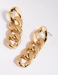 Gold Plated Flat Chain Drop Earrings - link has visual effect only