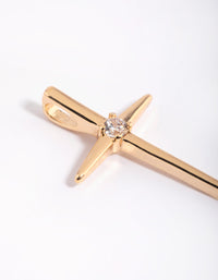 Gold Plated Cross Charm with Cubic Zirconia - link has visual effect only