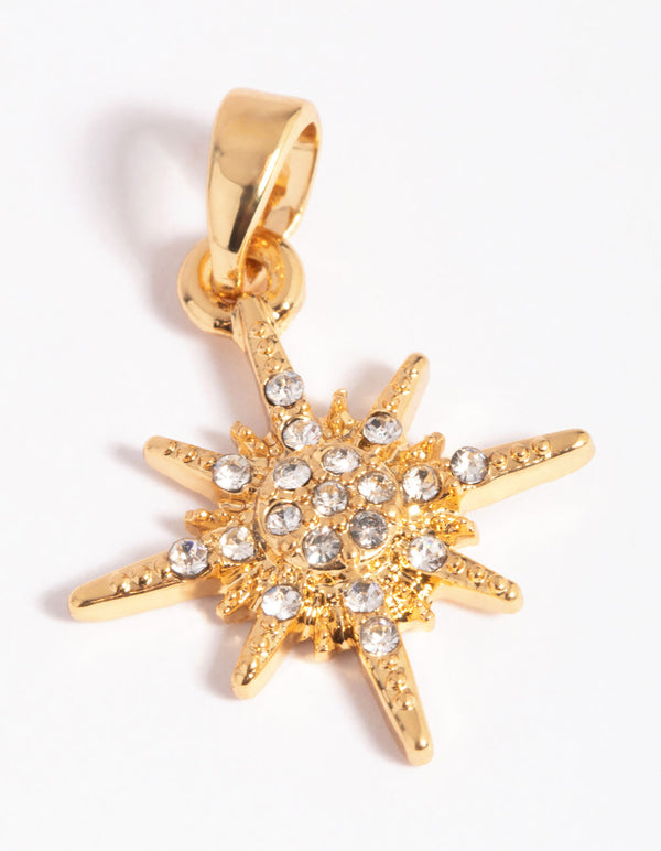 Gold Plated Diamante Starburst Charm