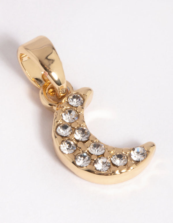 Gold Plated Diamante Moon Charm