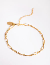 Gold Plated Surgical Steel Oval Link Anklet - link has visual effect only