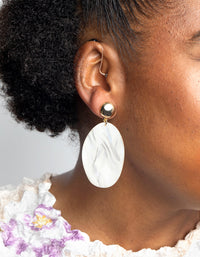 Cream Pearlised Acrylic Drop Earrings - link has visual effect only