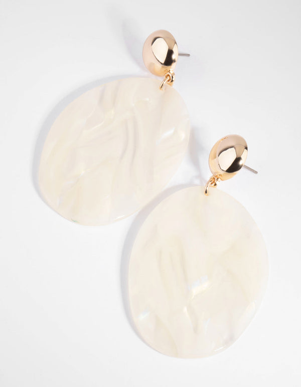 Cream Pearlised Acrylic Drop Earrings