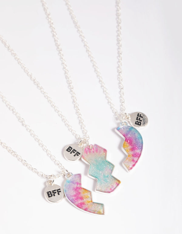 Kids Tie Dye Heart Best Friend Necklace Pack