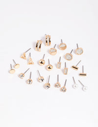 Gold Glitter Stud Earring 12-Pack - link has visual effect only