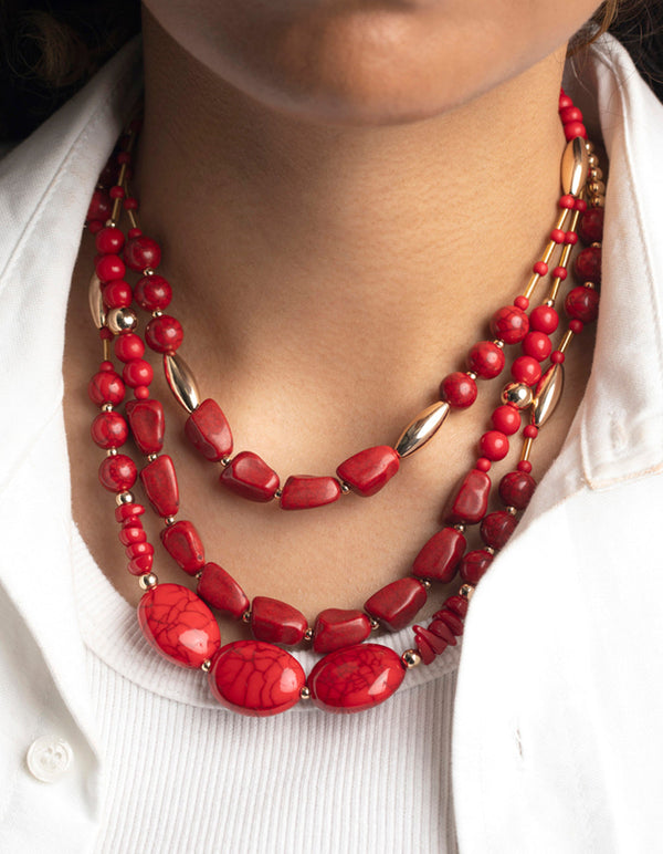 Paparazzi red on sale bead necklace