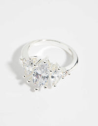 Silver Cubic Zirconia Navette Ring - link has visual effect only