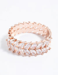 Rose Gold Plated Cubic Zirconia Navette Ring - link has visual effect only