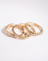 Gold Diamante Ring Stack 4-Pack - link has visual effect only