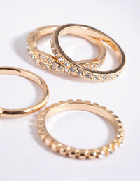 Gold Diamante Ring Stack 4-Pack - link has visual effect only