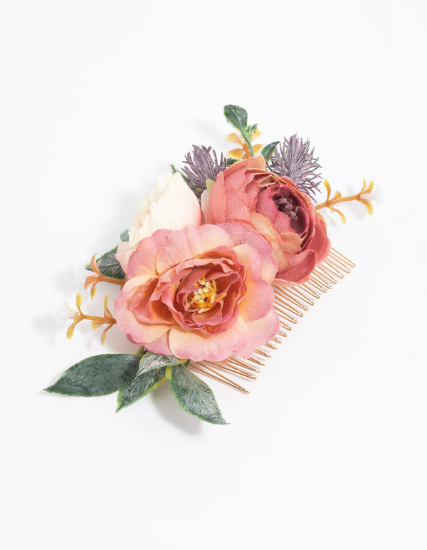 Gold Rose Flower Comb