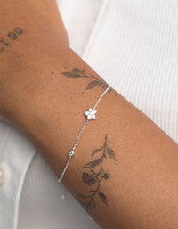 Sterling Silver Cubic Zirconia Flower Bracelet - link has visual effect only