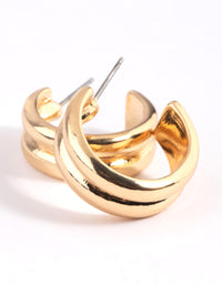 Gold Plated Line Detail Hoop Earrings - link has visual effect only