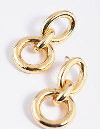 Gold Plated Link Drop Earrings - link has visual effect only