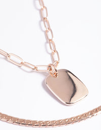 Rose Gold Rectangular Layered Necklace - link has visual effect only