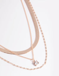 Rose Gold Cubic Zirconia Snake Chain Necklace - link has visual effect only