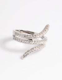 Rhodium Cubic Zirconia Wrap Around Ring - link has visual effect only