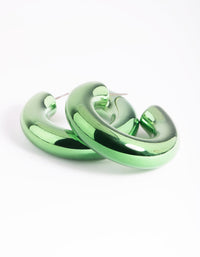 Matte Green Thick Hoop Earrings - link has visual effect only