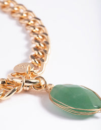 Gold Semi-Precious Stone Fob Necklace - link has visual effect only