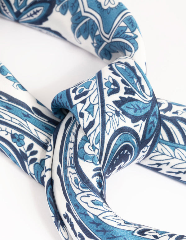 Blue Floral Paisley Print Bandana Hair Scarf - Lovisa