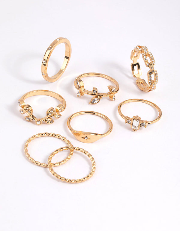 Gold Leaves Ring 8-Pack
