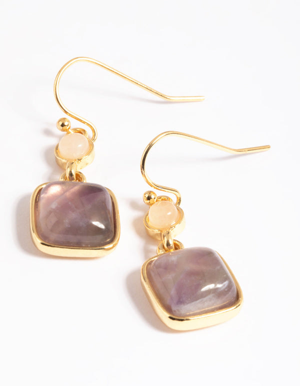 Gold Plated Semi Precious Stone Drop Earrings