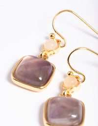 Gold Plated Semi Precious Stone Drop Earrings - link has visual effect only