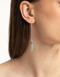 Silver Plated Green Fluorite Thread Through Earrings - link has visual effect only