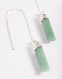 Silver Plated Green Fluorite Thread Through Earrings - link has visual effect only