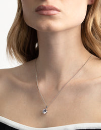 Rhodium Diamond Simulant Cubic Zirconia Necklace - link has visual effect only