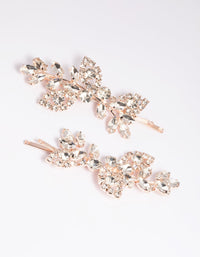 Rose Gold Diamante Navette Hair Slide Pack - link has visual effect only