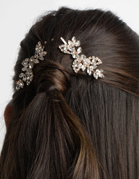 Rose Gold Diamante Navette Hair Slide Pack - link has visual effect only