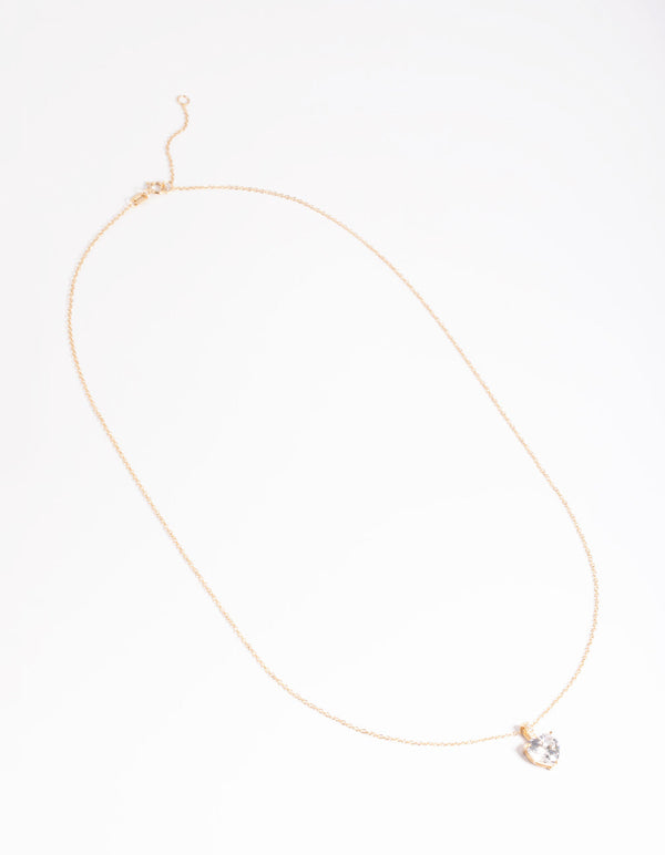 Gold Plated Sterling Silver Cubic Zirconia Heart Necklace - Lovisa