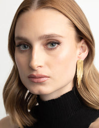 Gold Plated Brass Box Chain Drop Earrings - link has visual effect only