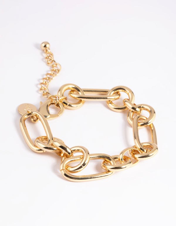 Gold Plated Rectangle Link Bracelet