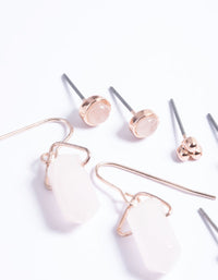 Rose Gold Quartz Shard Earring Stack Pack - link has visual effect only