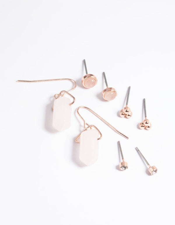 Rose Gold Quartz Shard Earring Stack Pack