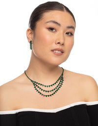 Green Trio Diamante Earrings & Necklace - link has visual effect only