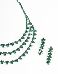 Green Trio Diamante Earrings & Necklace - link has visual effect only