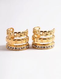 Gold Plated Triple Chain Hoop Earrings - link has visual effect only